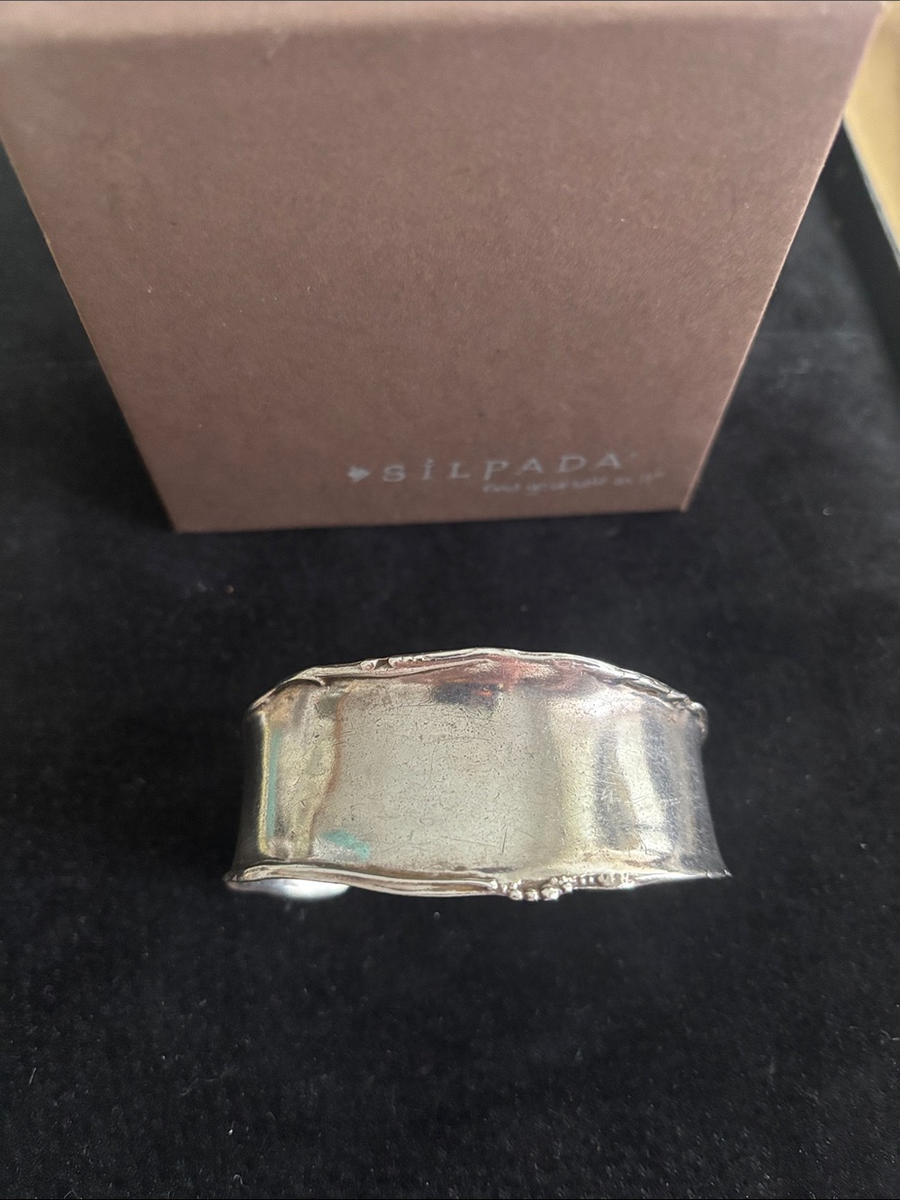 Silpada .925 Sterling Silver Modernist Beaded Rolled Edge Cuff Bracelet B1435